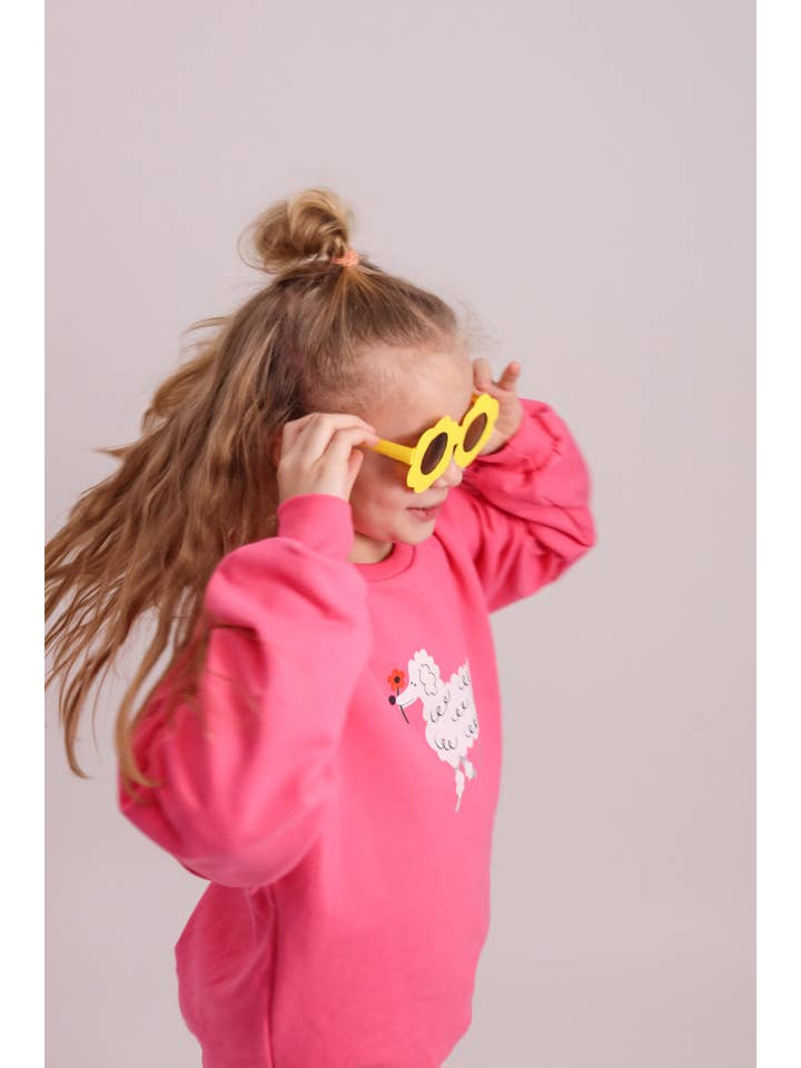 Dont Grow Up - Wholesale Sweatshirt - Kids - POODLE ON PINK SWEATSHIRT (DELIVERY TIME APPROX. 14 DAYS)