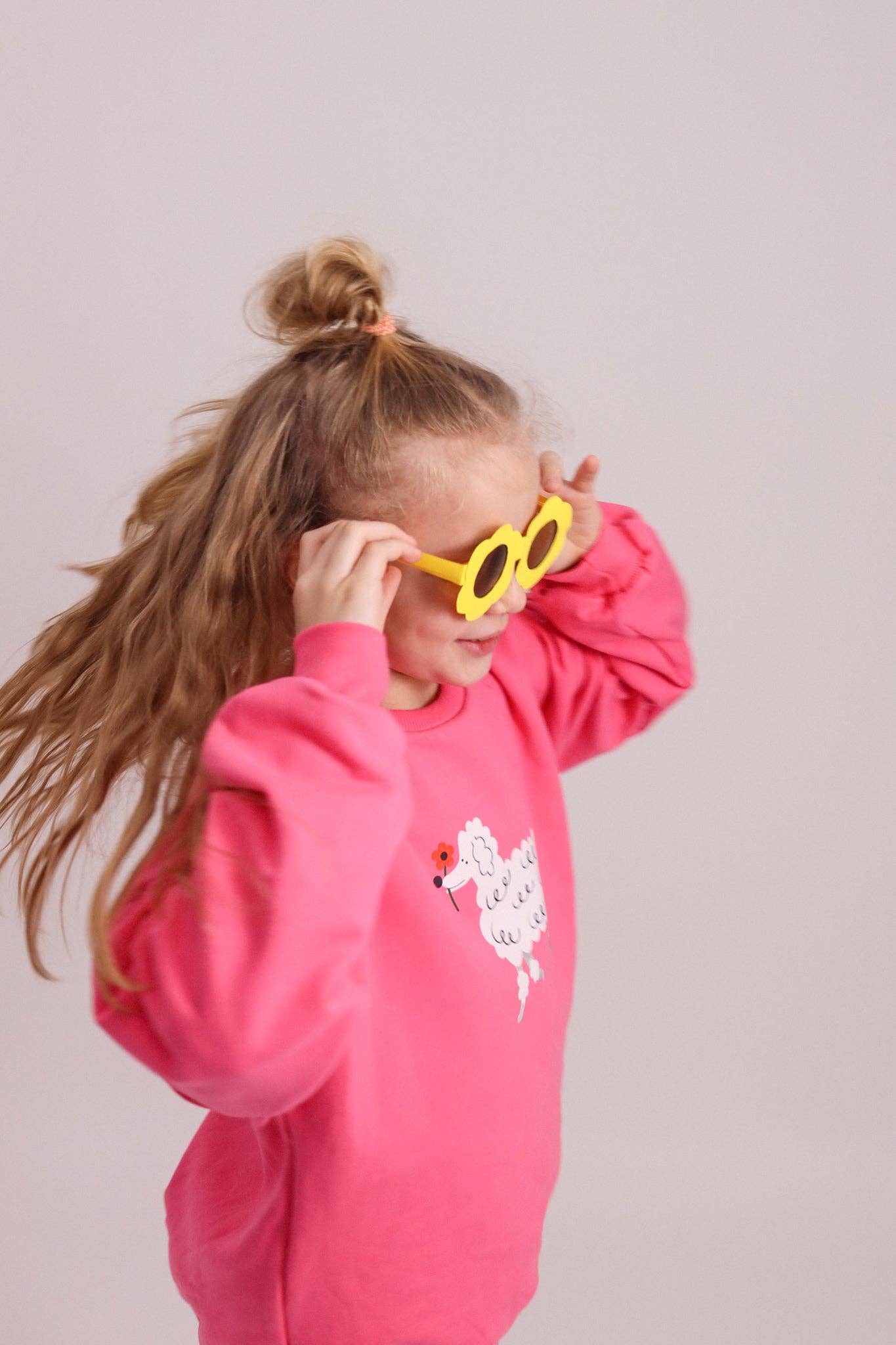 Dont Grow Up - Wholesale Sweatshirt - Kids - POODLE ON PINK SWEATSHIRT (DELIVERY TIME APPROX. 14 DAYS)