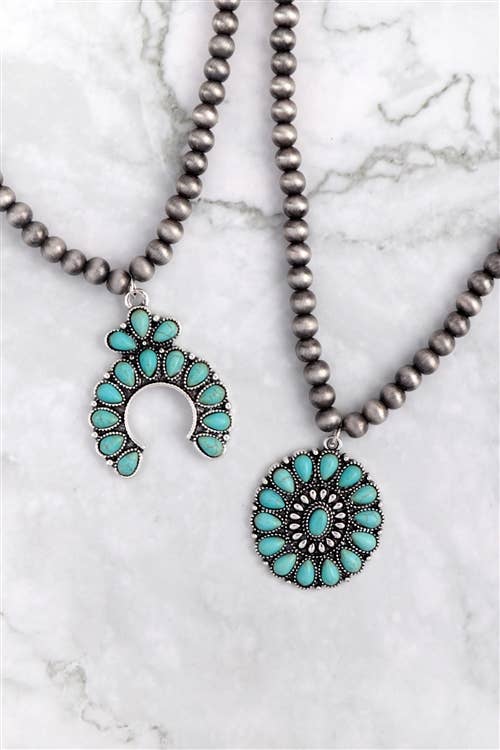 MYS Wholesale Inc - Vente Colliers à pendentif - Collier à pendentif demi-cercle en pierre naturelle Western Concho2