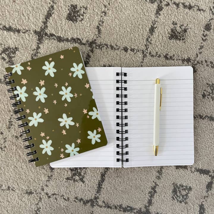Boho Floral Spiralbound Notebook | Flower Stationery | Modern Notebook | Gift for Her + Teachers for wholesale by Fiddles & Fern