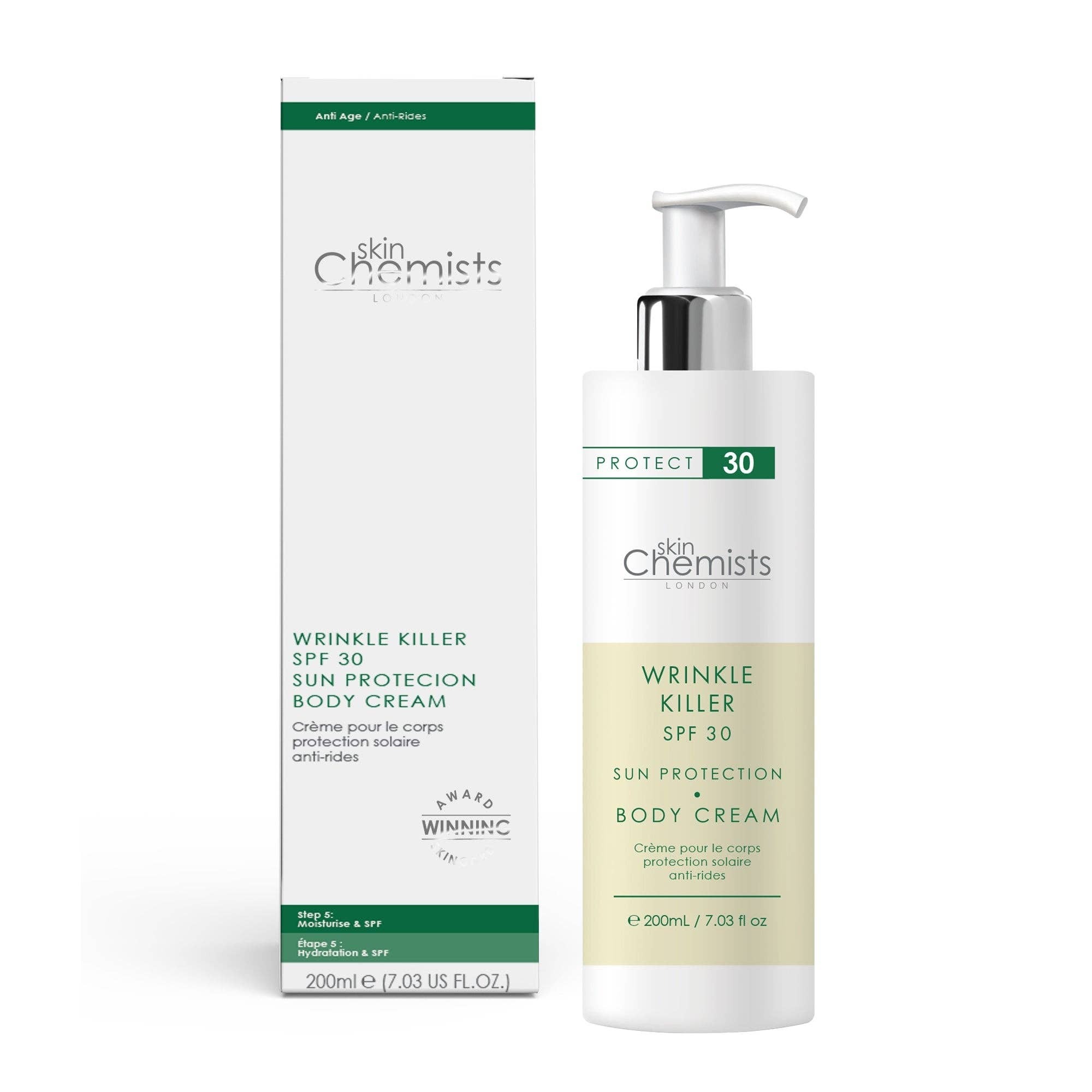 Skin Research Ltd. | Anti-Ageing Skincare & Beauty – wholesale Sunscreen – skinChemists Wrinkle Killer Sun Protection Body Cream SPF 30 200ml1
