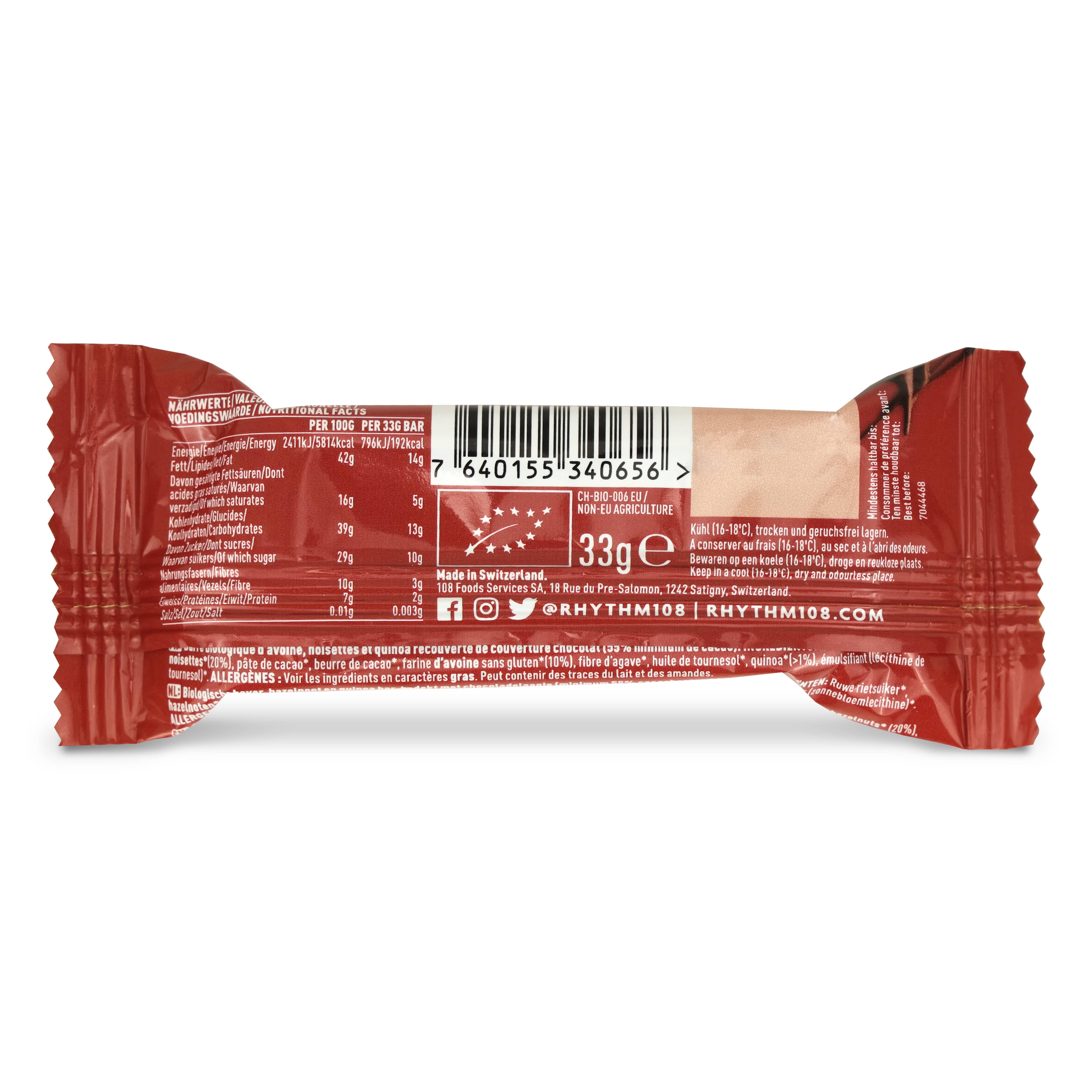 Rhythm108 - Wholesale Chocoladereep - Vegan hazelnootpraliné reep met pure chocolade 33 g9