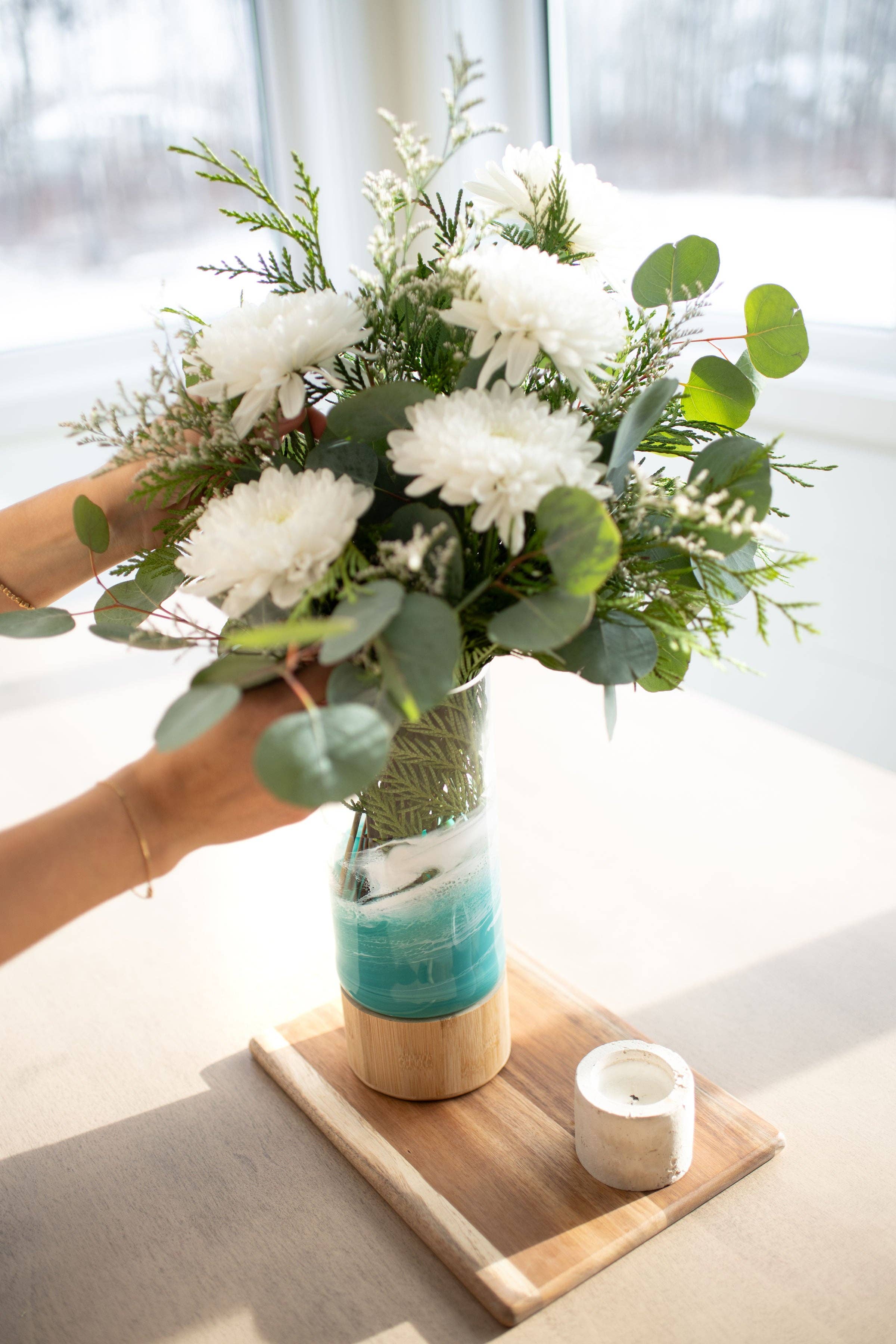 Lynn & Liana Designs - Wholesale Vase - NEW!!! Resin Accented Vase with Bamboo Base (NO TARIFFS)23