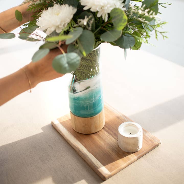 Lynn & Liana Designs - Wholesale Vase - NEW!!! Resin Accented Vase with Bamboo Base (NO TARIFFS)23