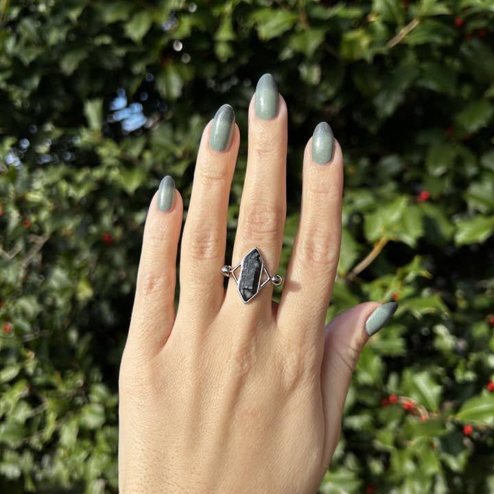 CONQUERing - Wholesale Cocktail/Statement Ring - Black Picasso Jasper TwinPoint™ Crystal Element2