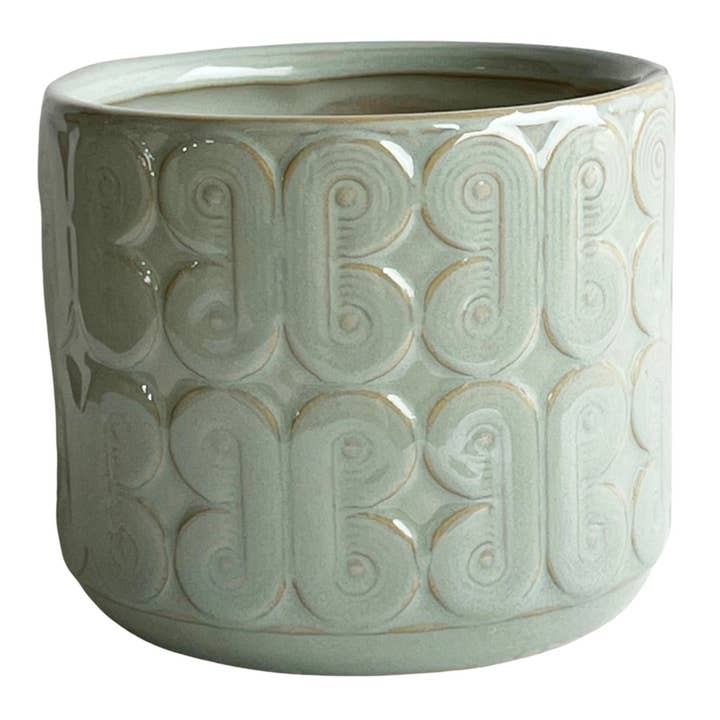 Large Retro Design Sage Green Reactive Glaze Planter Pot for wholesale by Sprout & About