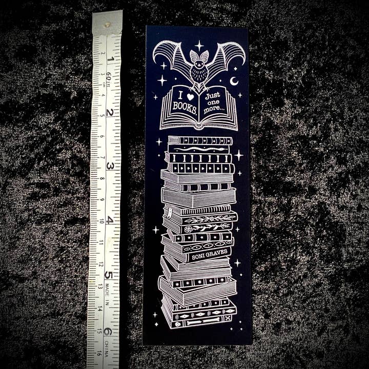 Soni Graves - Wholesale Bookmark - Bat Books Bookmark: Double Sided, Spooky Whimsical3