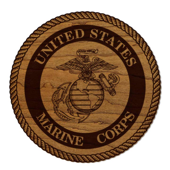 United States Marine Corps Seal Coaster - Crafted from Cherry or Maple Wood for wholesale by LazerEdge
