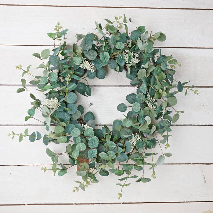 27520-24in Seeded Silver Dollar Twig Wreath for wholesale by Impressive Enterprises, Inc.