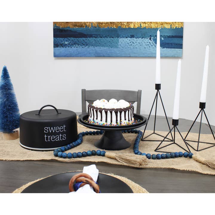 Kurated Korner - Wholesale Candle Holder - AuldHome Design Black Geometric Candlestick Holders, 3pc Set