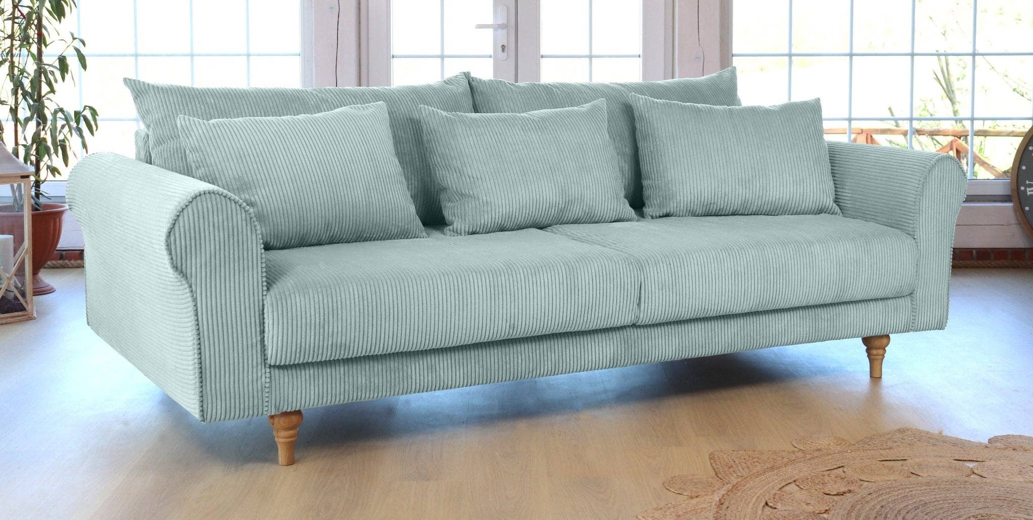 SCANDINAVIAN STORIES by MARTON - Wholesale Sofa - Turku 4-seater sofa/sofa bed Corduroy, Dusty Blue, removable & washable covers7