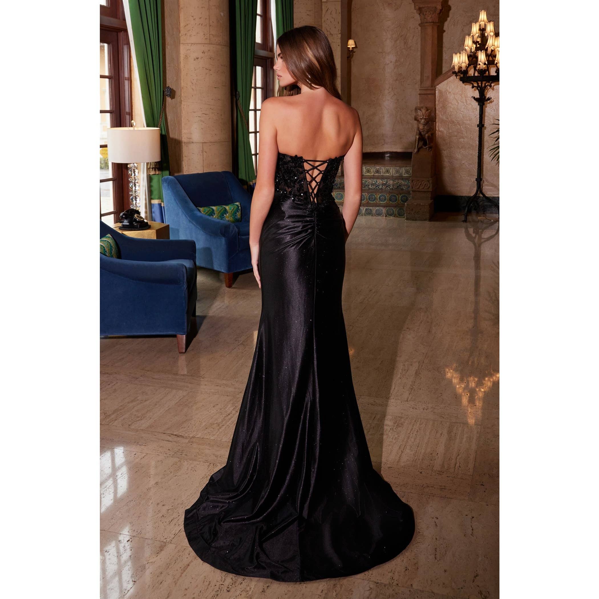 Noxanabel – Engroshandel Kjole - Dame – Glitrende satinskjole med palietter og snørede corsage-C16301