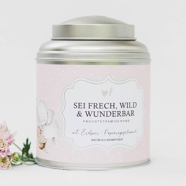 Tè per bambini «Be cheeky, wild & wonderful» per la vendita all'ingrosso da parte di Bake Affair GmbH