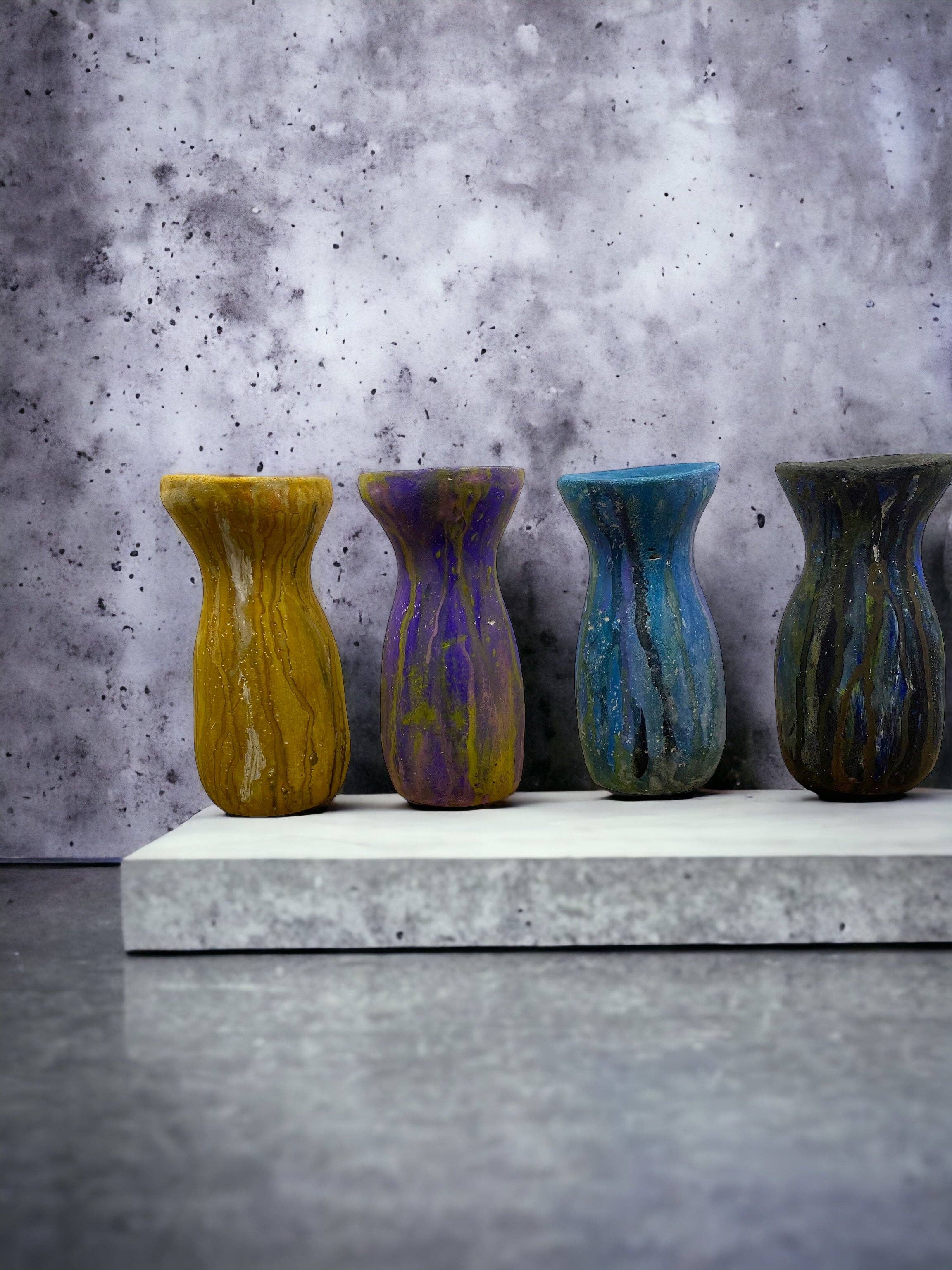 Sunsum Intentional Living - Wholesale Vase - Cement Vase, Watercolor Fluid Art, Silhouette, Lightweight C6