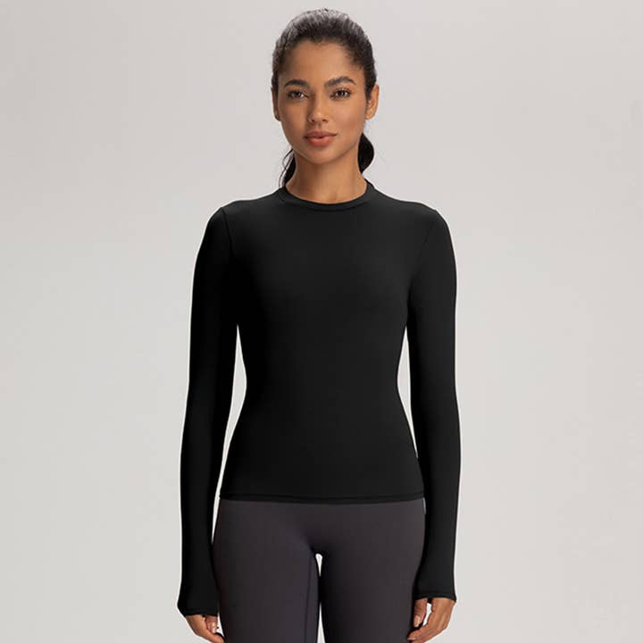 Sodalemon - Wholesale Athletic Top - Women's - Women High-Stretch Round-Neck Workout Long Sleeve Top6