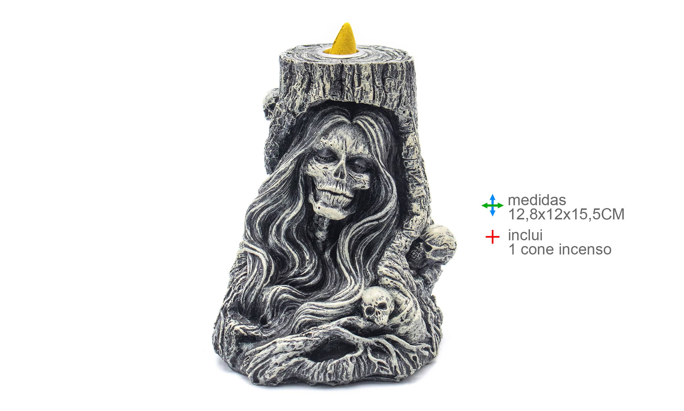Esoterica Arte - Vendita all'ingrosso Portaincensi - Fontana Incenso Teschio 12, 8 x 12 x 15, 5 cm0