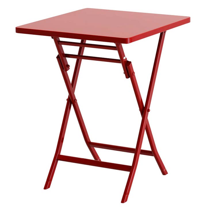 39F Inc. - Wholesale Patio Set - 3-Piece Red Foldable Metal Bistro Set with Square Table10