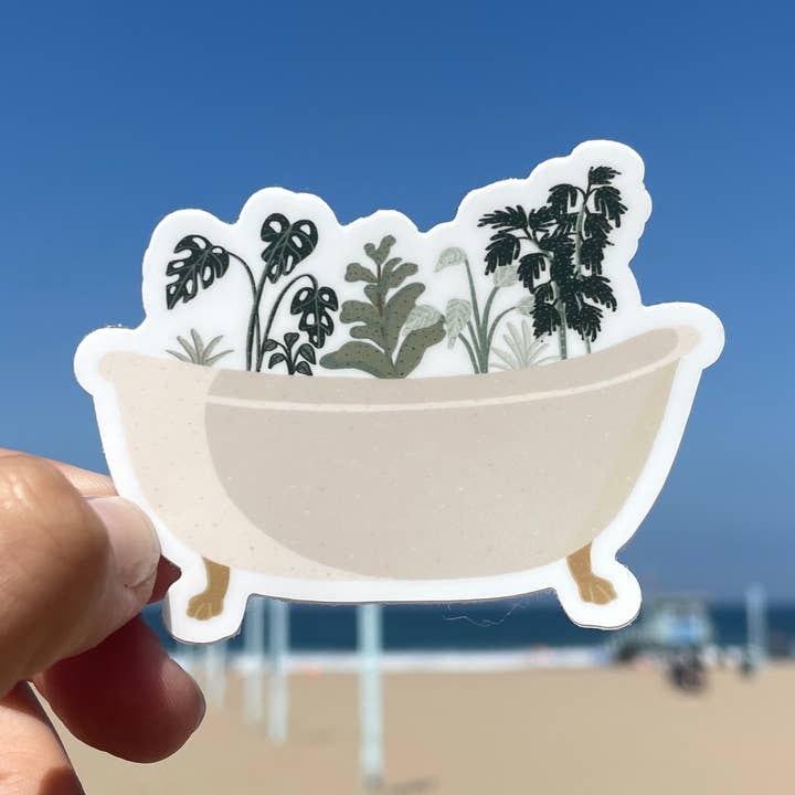 Plant Bathtub Waterproof Sticker for wholesale by Art By Kimba