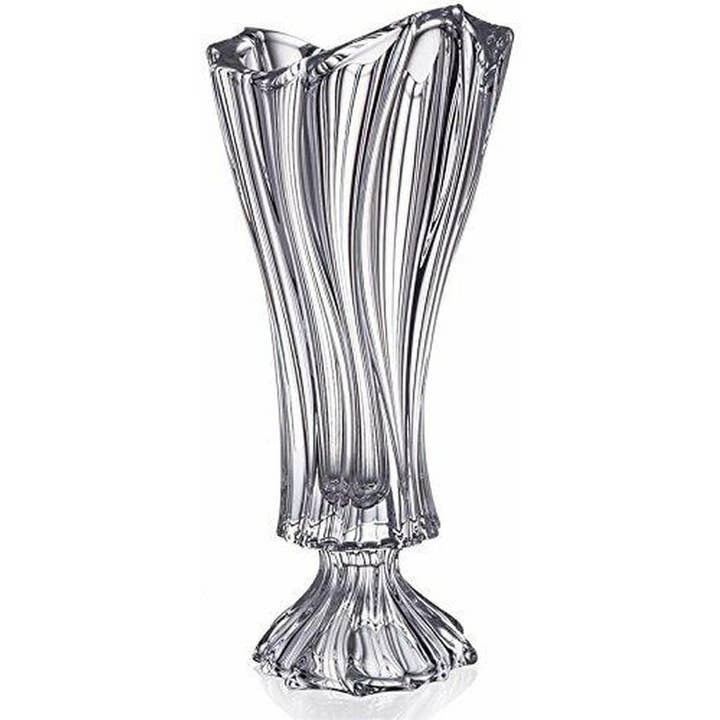 16"Bohemian Crystal Footed Flowe Vase AU51934 PLANTICA AURUM for wholesale by NORTH AMERICAN CRYSTAL