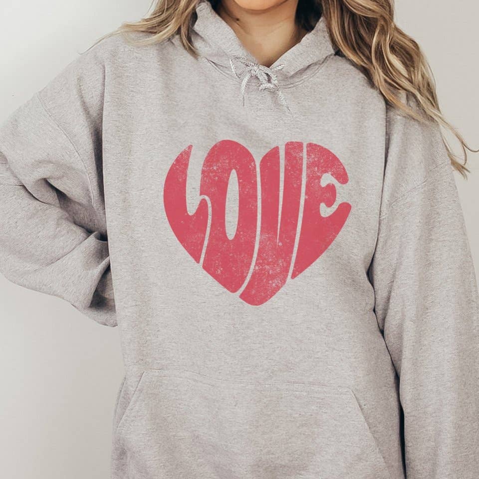 Trendznmore - Modern Graphic Apparel - Vente Sweat à capuche – femme - Sweat à capuche Groovy LOVE Valentines1