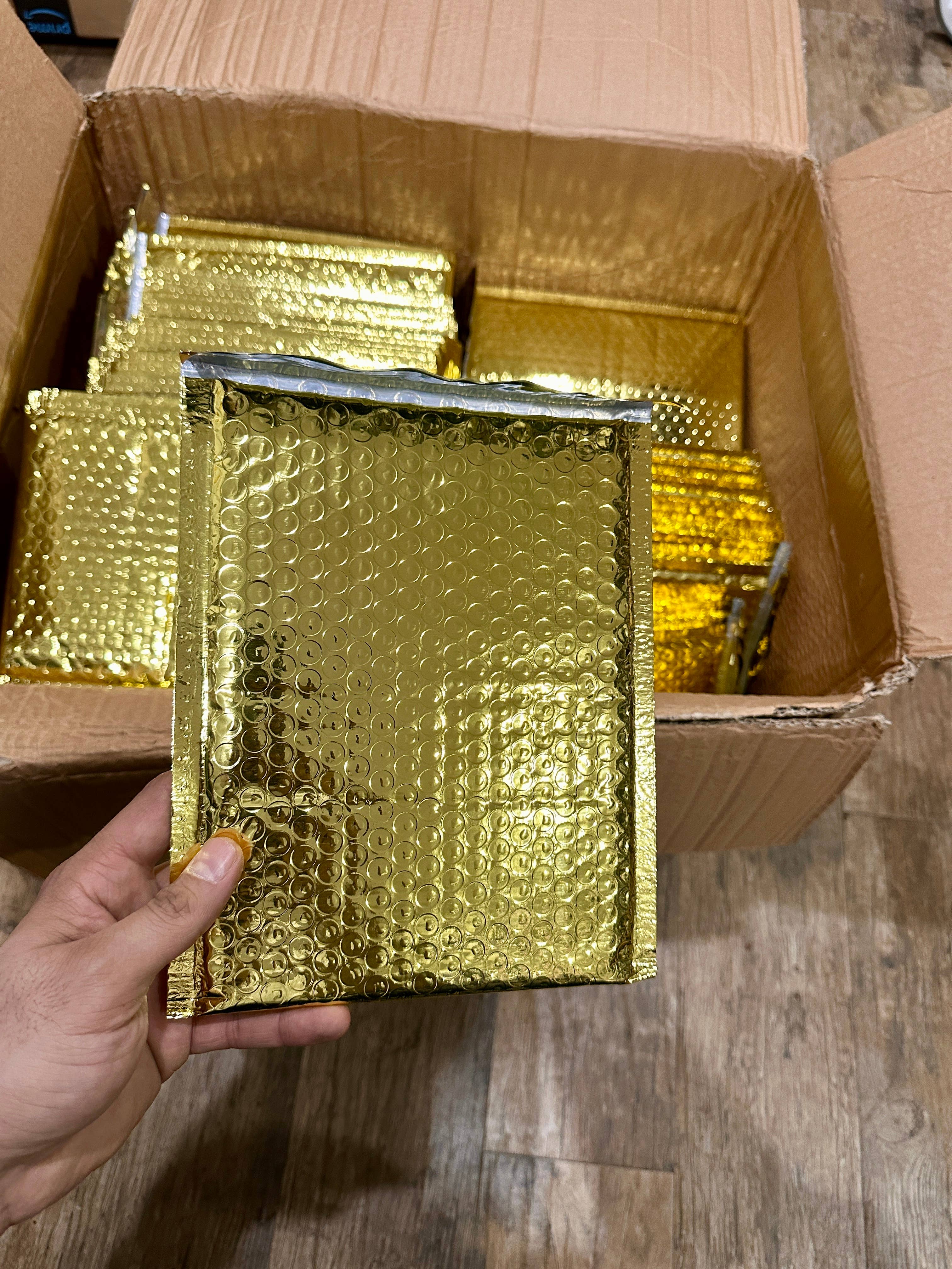 CairPods - Vente Enveloppe - Pochettes matelassées de protection dorées métalliques (lot de 250) 6,5x9 pouces2