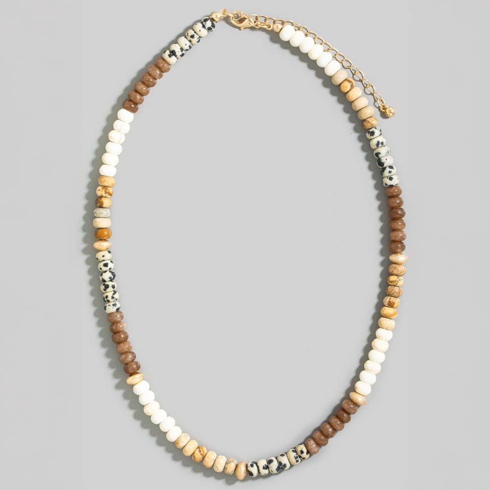 The Looks by Fame Accessories - Wholesale Pendant/Charm Necklace - Mixed Semi Precious Stone Beaded Necklace6