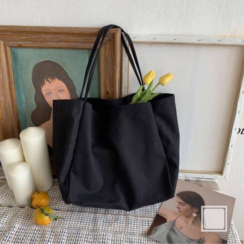 Plush Looks - Wholesale Tote Bag - Women's - Plain Canvas Tote Shoulder Bag3