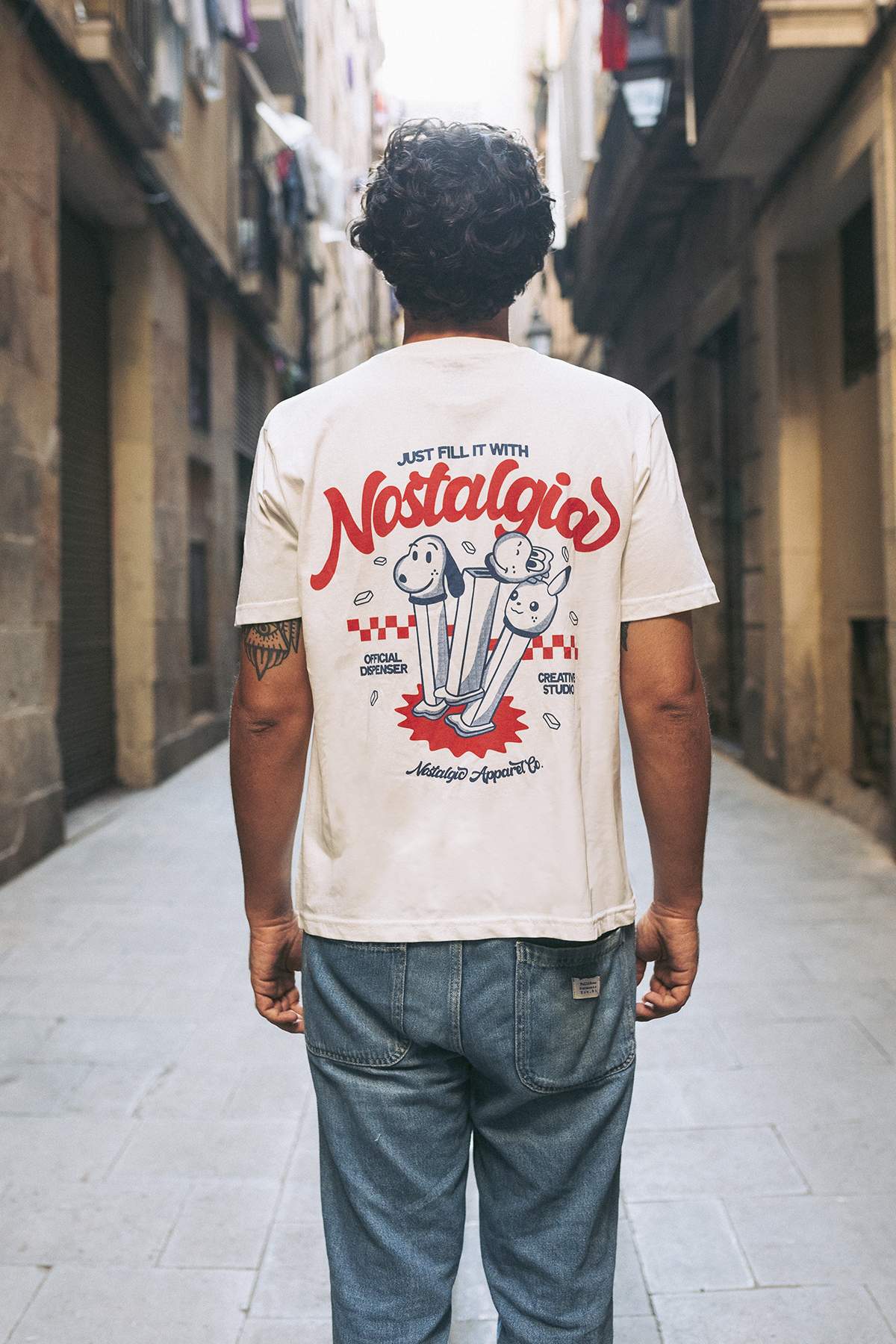 Nostalgic Apparel - Wholesale Screen Printed T-Shirt - Unisex - Fill it with Nostalgia | OffWhite Tee3