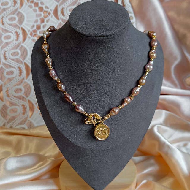 Pompon La Tulipe - Vente Collier de perles - Reflets D’Automne – Collier Perles Baroques Irrégulières4