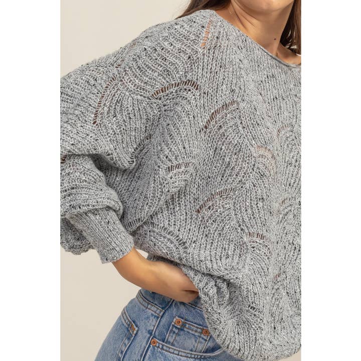 HYFVE - Wholesale Knit Sweater - Women's - HF25A287-Pointelle Chunky Knit Sweater