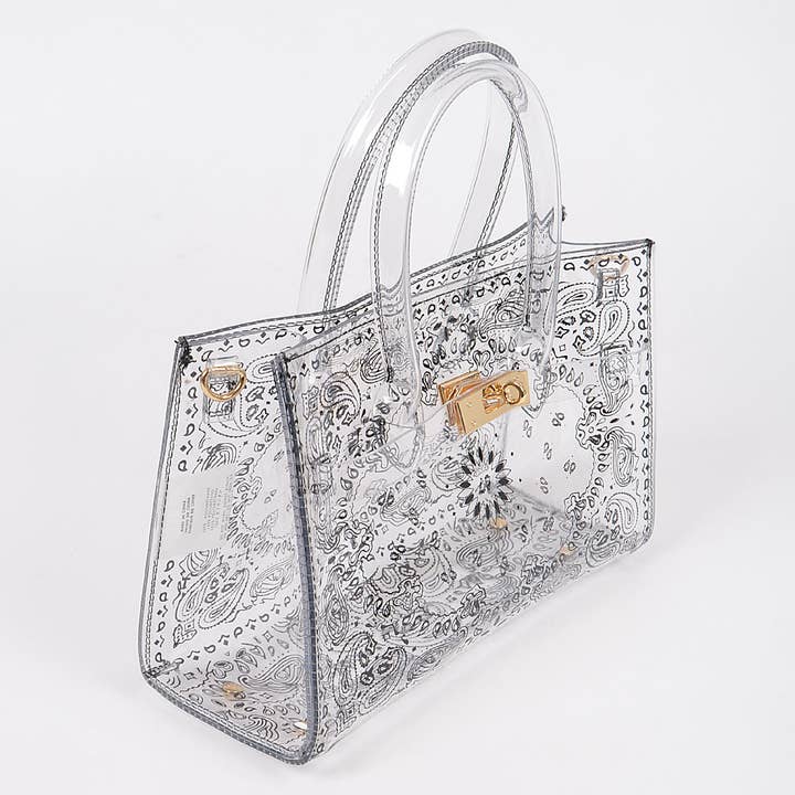 Clear Bandana Print Transparent Bag for wholesale on Faire
