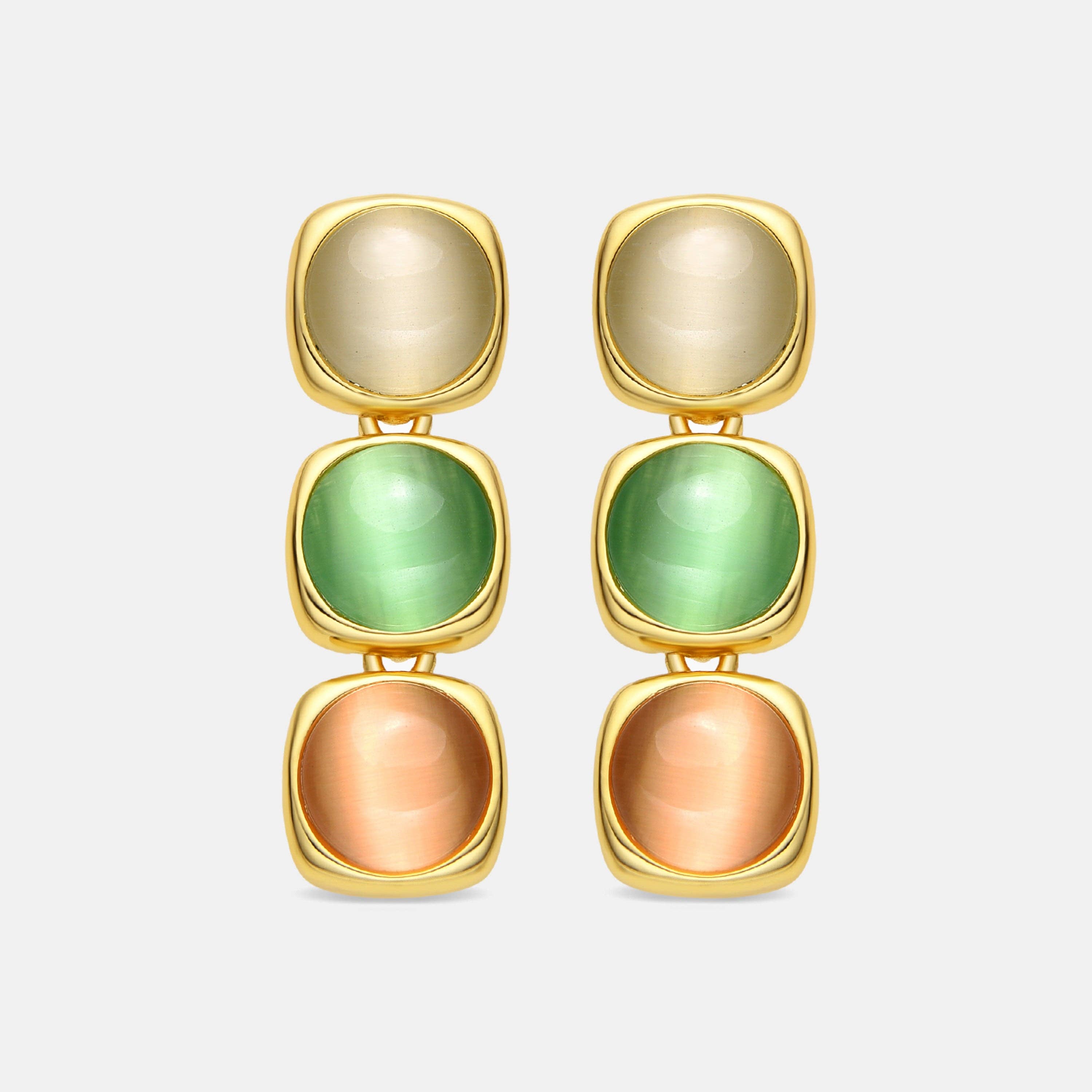 Luxenter - Wholesale Dangle Earrings - Pendientes con Ojo de Gato Multicolor acabado oro 18k - Shureo5