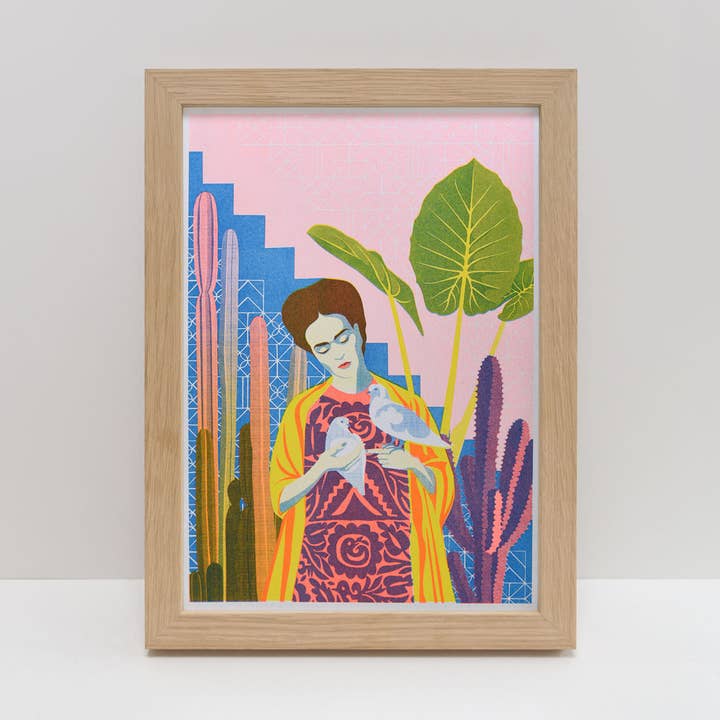 Frida | A4 Risograftryck, väggkonst | Frida Kahlo, Konst för wholesale av Printer Johnson Ltd