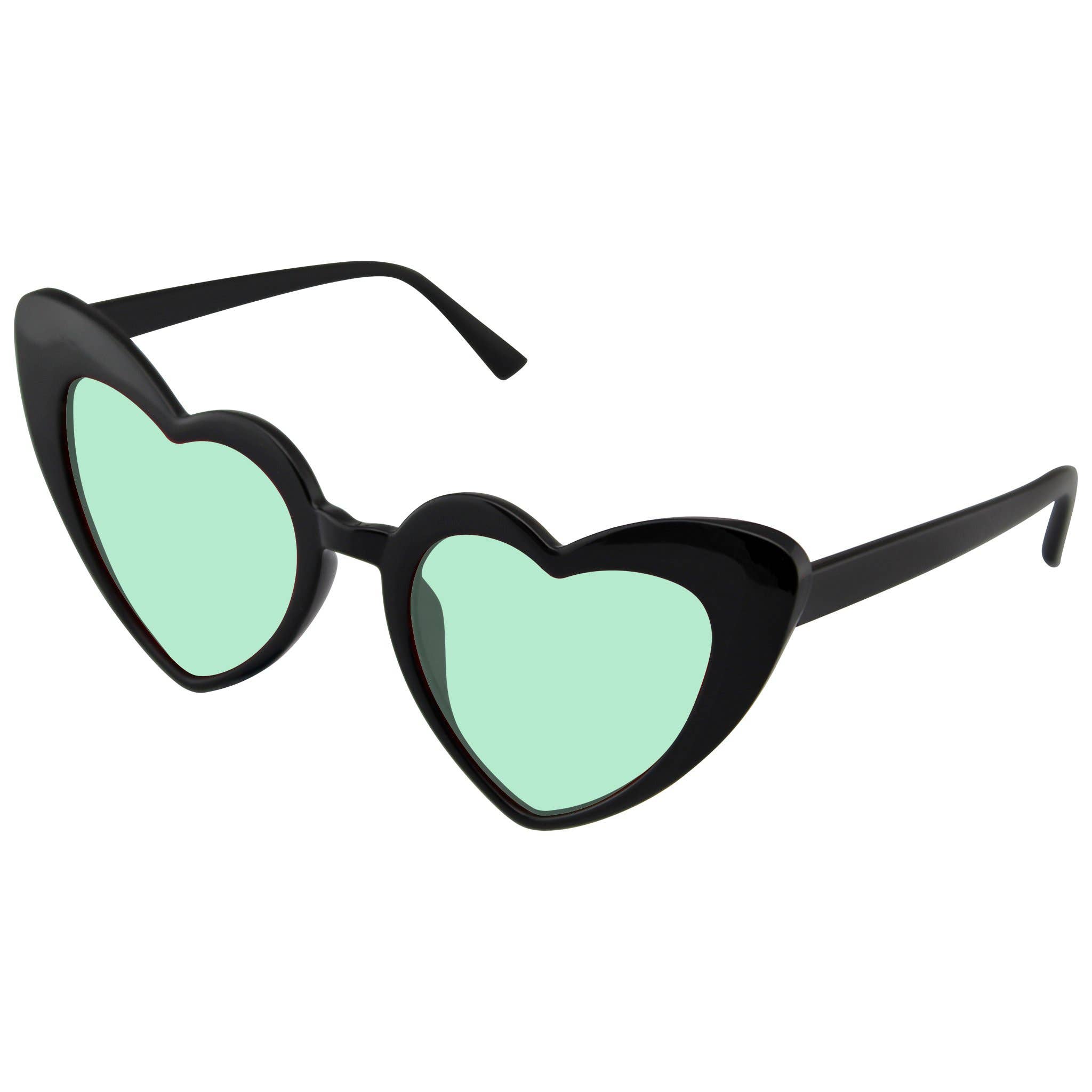 Emblem Eyewear - Wholesale Zonnebril - Dames - Zonnebril met kattenoog in hartvorm, retro festivalstijl met gekleurde glazen, zwart22