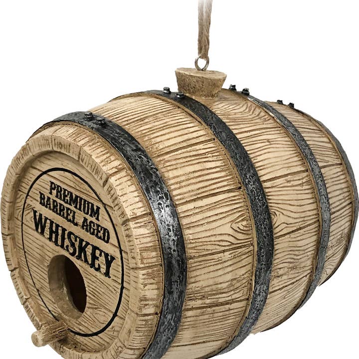 Whiskey Barrel Birdhouse for wholesale by Spoontiques, Inc