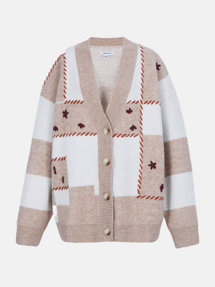 URBAN REVIVO Colorblock Button Up Cardigan for wholesale by UrbanRevivo