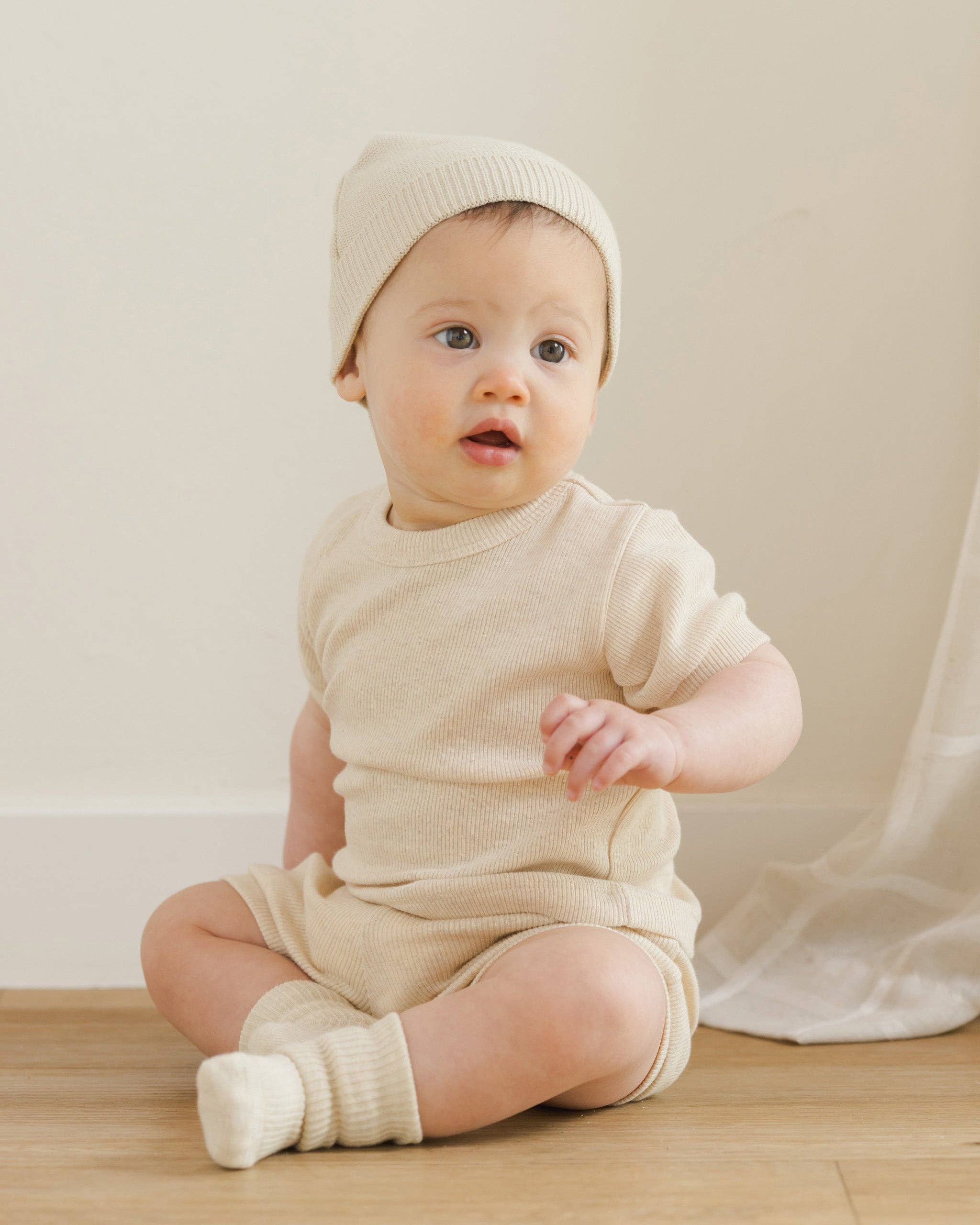 Quincy Mae - Wholesale Newborn/Knit Hat - Baby - Baby Beanie Heathered Natural1