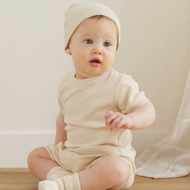 Quincy Mae - Wholesale Newborn/Knit Hat - Baby - Baby Beanie Heathered Natural1