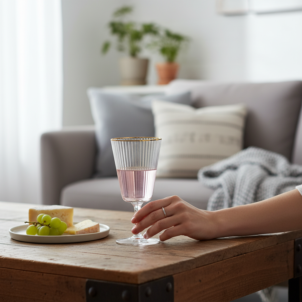 Kadra Kitchenware - Venta al por mayor Copas de vino - Vikko Decor - Optic, borde dorado, copa de vino, 11 onzas1