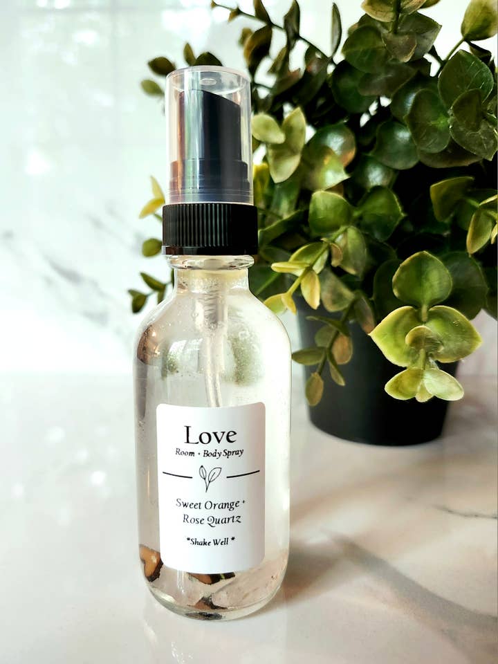 Love: Sweet Orange + Rose Quartz Room + Body Spray for wholesale by Three Witches Tea Shop