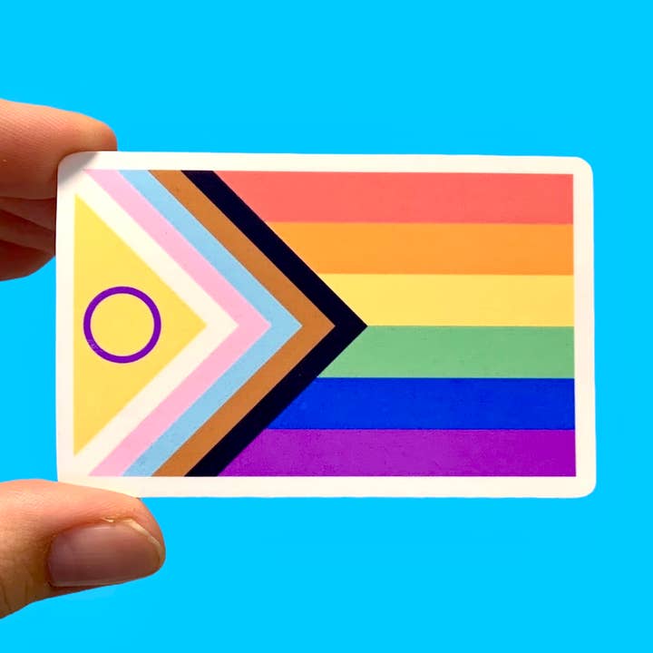 Intersex inclusive pride flag sticker, Pride stickers for wholesale by Radical Buttons