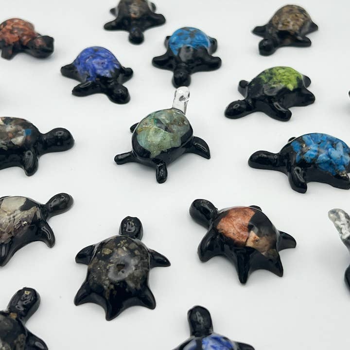 Loose Neck Land - Wholesale Decorative Figurine - Semi-Precious Stone Mini-Turtles 0