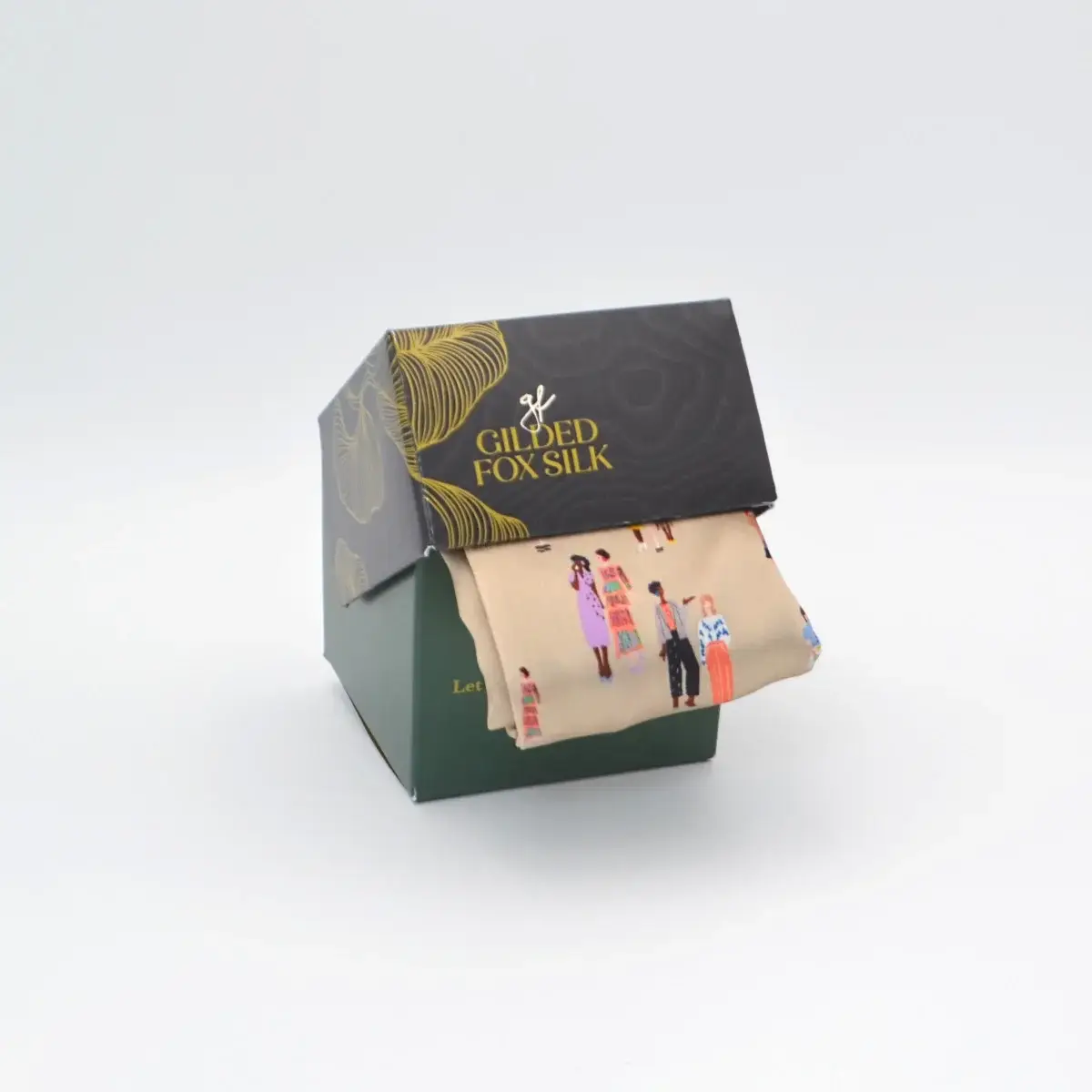 Gilded Fox Silk – wholesale Sleep cap / bonnet – women's – People Print Champagne Virginia Bonnet2