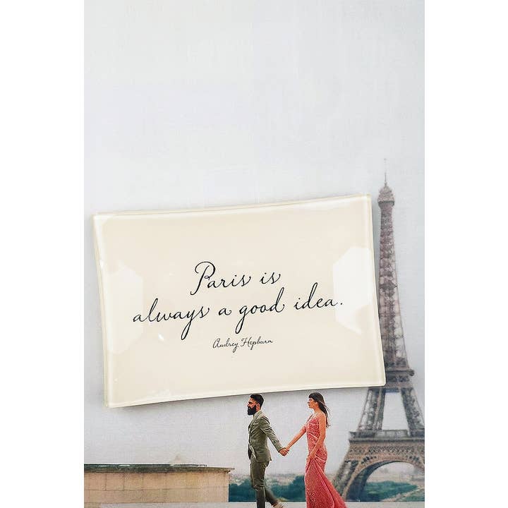 Ben's Garden - Wholesale Decorative Tray - Paris Is Always A Good Idea Decoupage Glass Tray1