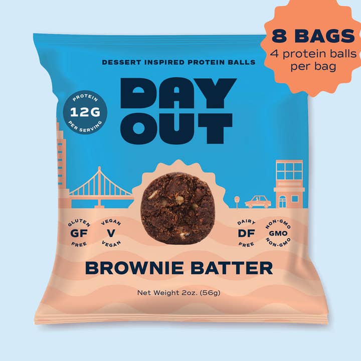 Boules protéinées saveur pâte à brownie - Boîte de 8 sachets individuels pour la vente par Day Out Snacks (previously Protein Power Ball)