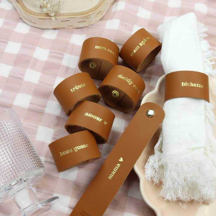 BARNABÉ AIME LE CAFÉ - Wholesale Napkin Ring - Leather napkin ring1
