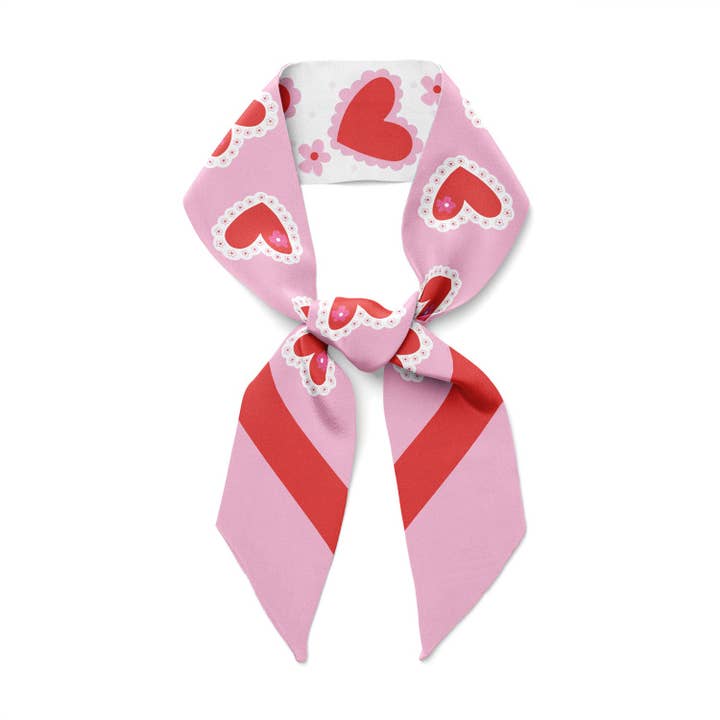 VALENTINES LACED HEARTS - Twilly Ribbon Scarf for wholesale by Centinelle