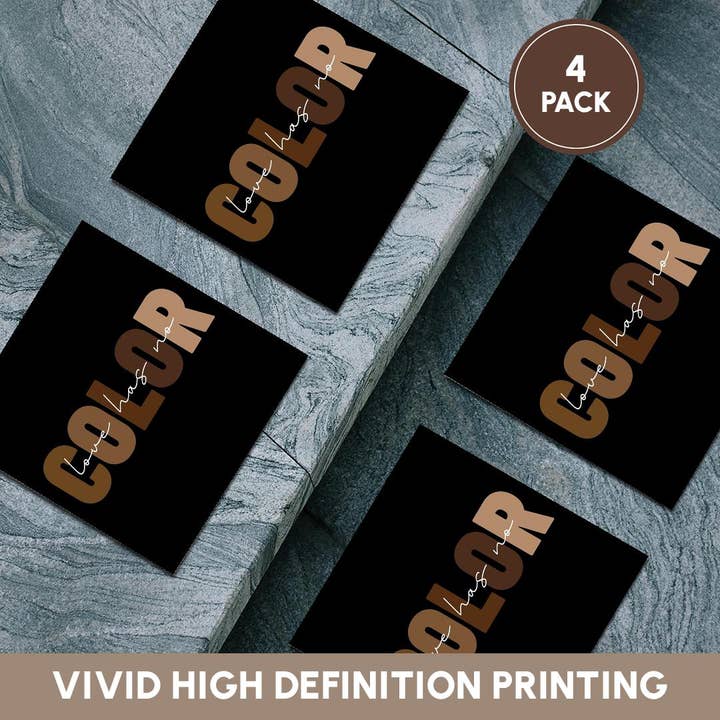 3dRose - Wholesale Coasters - 3dRose, On Black Love Has No Color Motivational Quote Gift For Friends And Colleagues , Coaster5