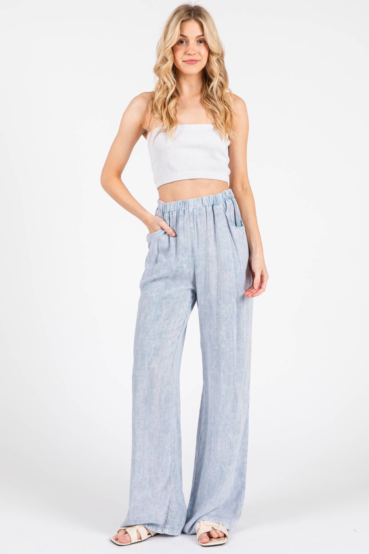 LT Denim Garment Dye Challis Wide Leg Pants - P70387P for wholesale on Faire1