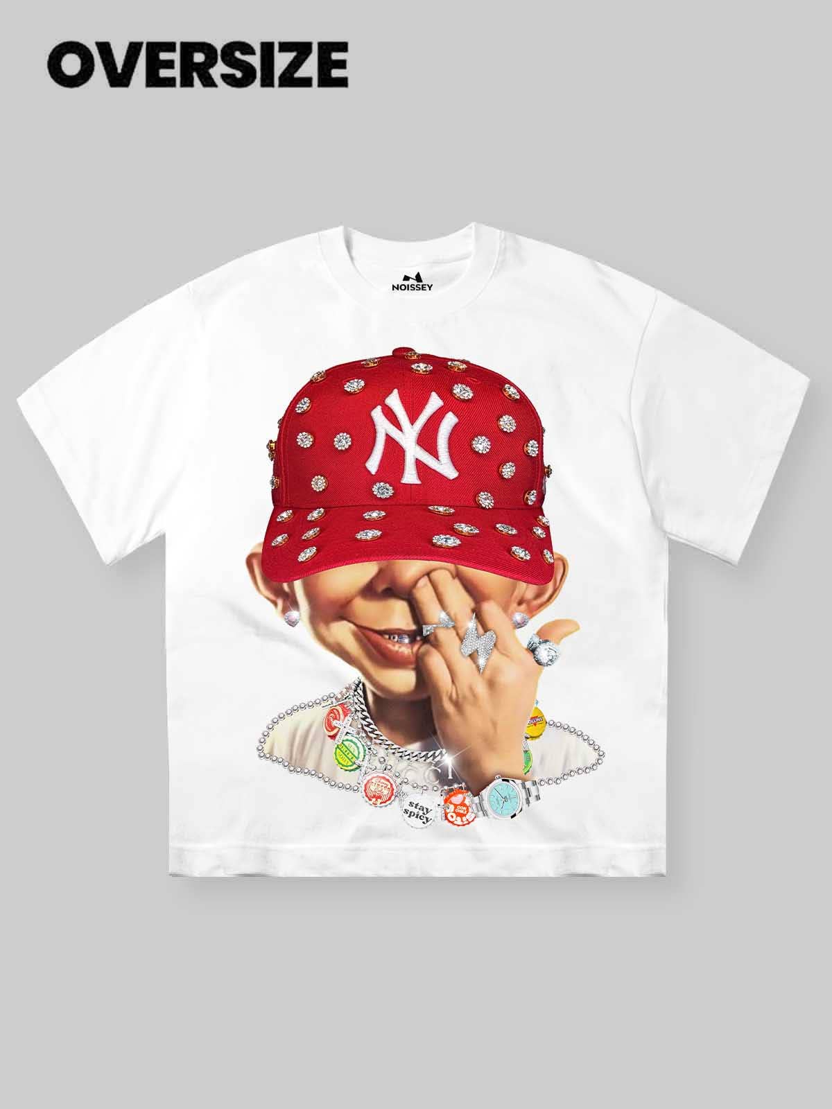 NOISSEY - Wholesale T-Shirt (Graphic) - Unisex - Bad Boy Red Diamond Snapback Print T-Shirt1